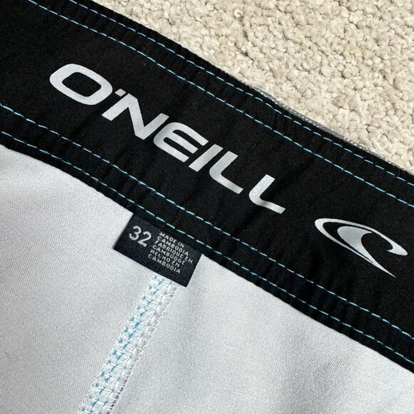 O’Neill Board Shorts Men’s Blue Gray White Drawstring Pockets Size 32 - Picture 11 of 12